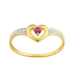 Bague or bicolore 375/1000, rubis taille brillant by Stauffer