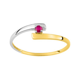 Bague or bicolore rubis brillant Stauffer