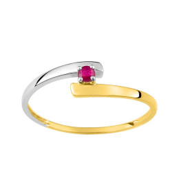 Bague or bicolore rubis brillant Stauffer