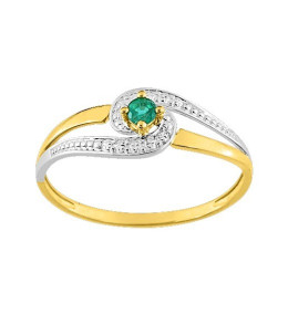 La Bague or bicolore 375/1000, émeraude by Stauffer