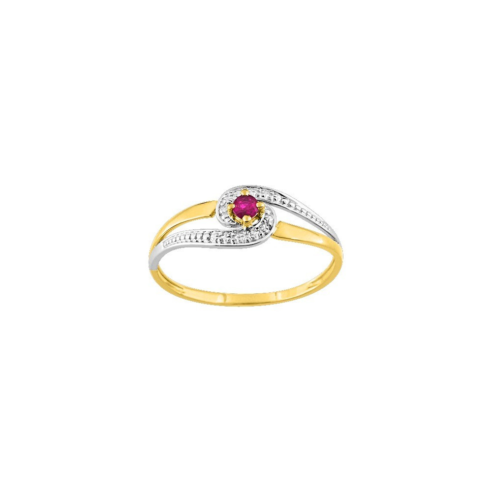 La Bague or bicolore 375/1000, rubis by Stauffer
