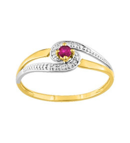La Bague or bicolore 375/1000, rubis by Stauffer