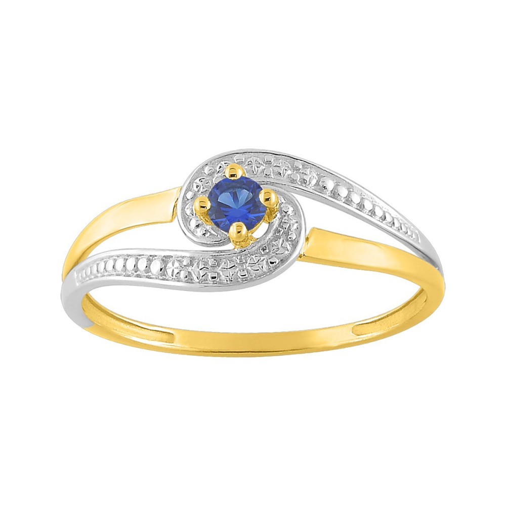 La Bague or bicolore 375/1000, saphir bleu taille brillant by Stauffer