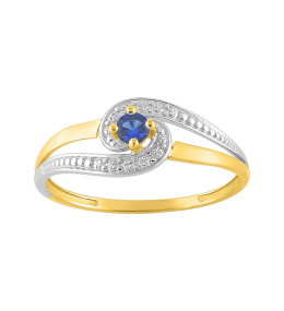 La Bague or bicolore 375/1000, saphir bleu taille brillant by Stauffer