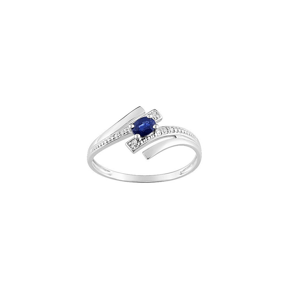 Bague or gris 375/1000, saphir bleu by Stauffer