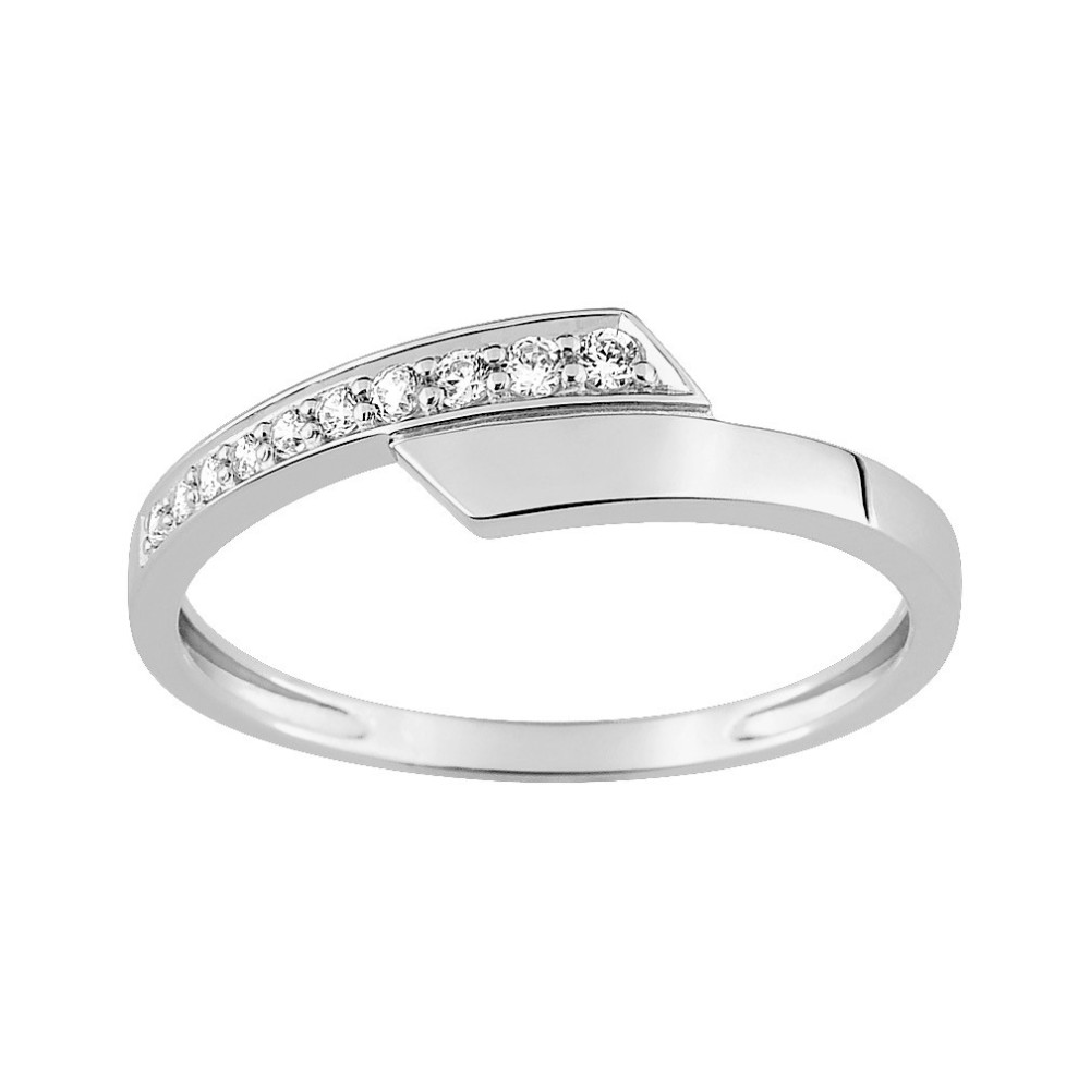 La Bague or gris 375/1000, oxydes de zirconium taille brillant by Stauffer