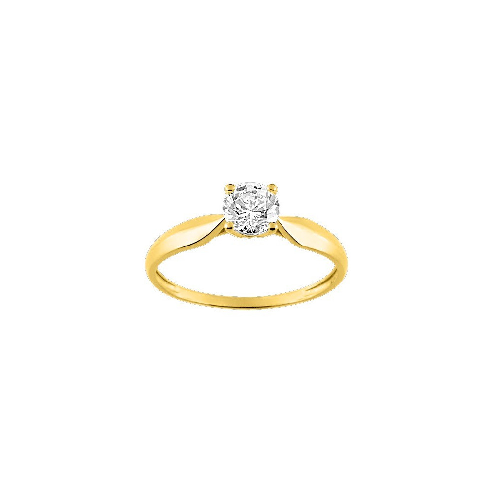 Bague or jaune 375/1000, oxyde de zirconium taille brillant by Stauffer
