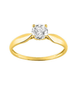 Bague or jaune 375/1000, oxyde de zirconium taille brillant by Stauffer