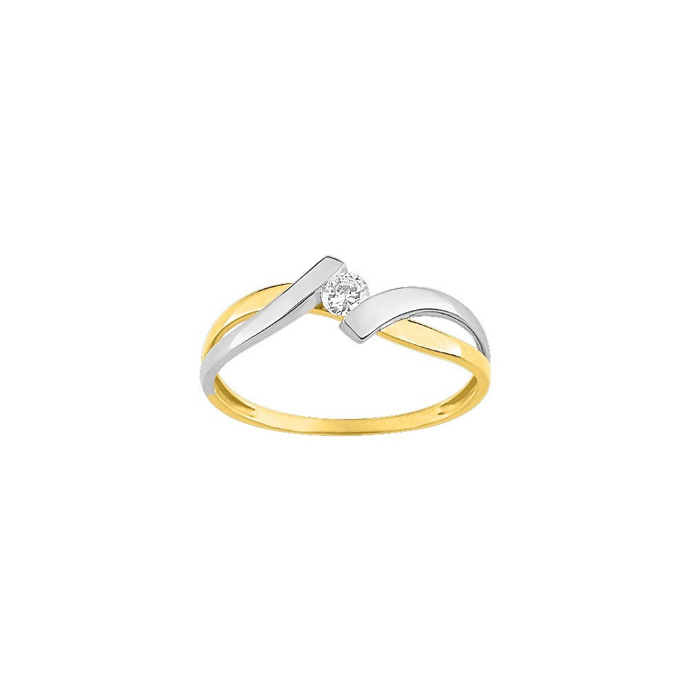 La Bague or bicolore 375/1000, oxyde de zirconium by Stauffer