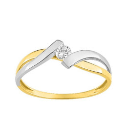La Bague or bicolore 375/1000, oxyde de zirconium by Stauffer