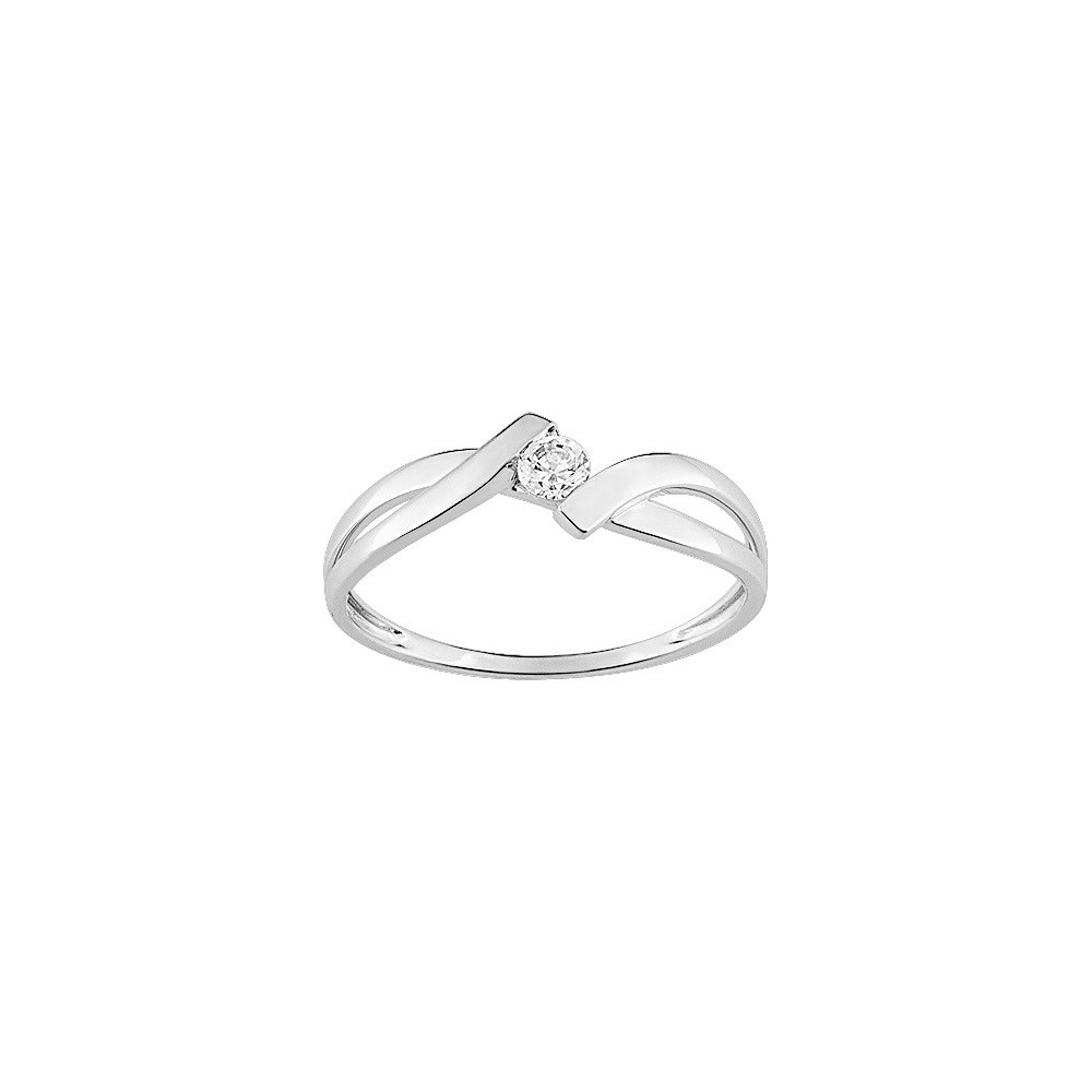 Les bagues OR by Stauffer - Bague or gris 375/1000, oxyde de zirconium by Stauffer