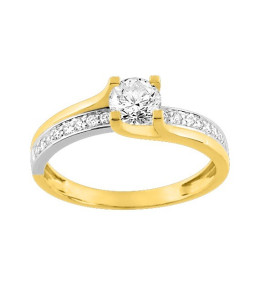 Les bagues OR by Stauffer - Bague or bicolore 375/1000, oxydes de zirconium by Stauffer