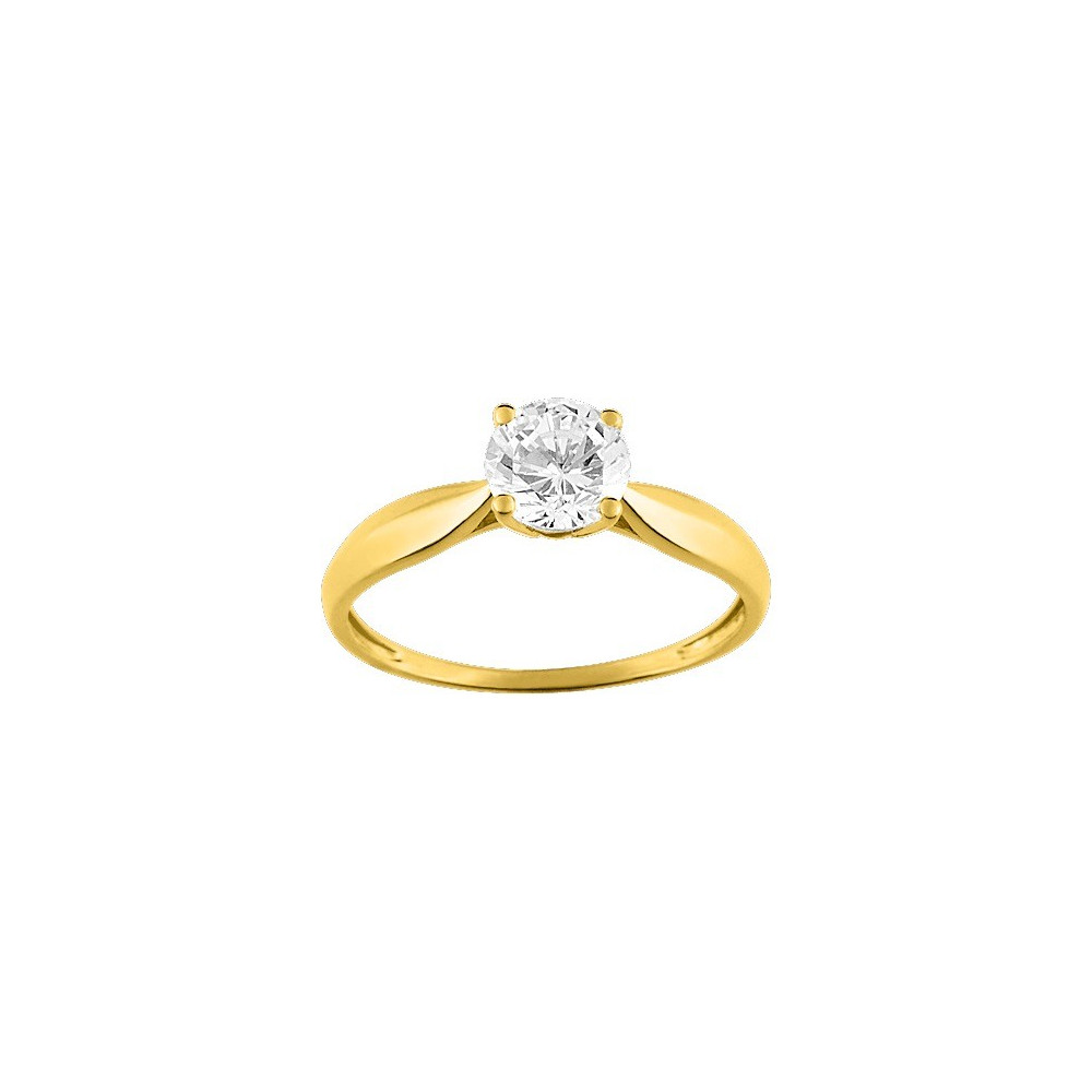 Bague or jaune 375/1000, oxyde de zirconium taille brillant by Stauffer