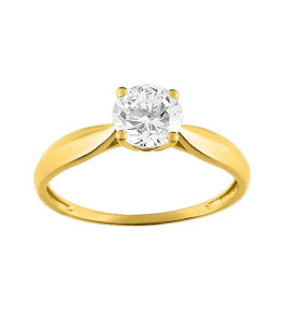 Bague or jaune 375/1000, oxyde de zirconium taille brillant by Stauffer