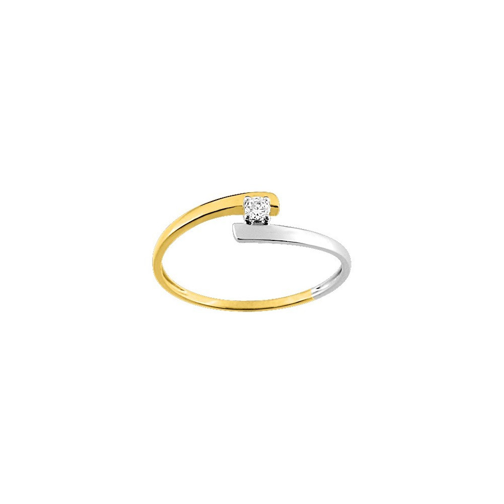 La Bague or bicolore 375/1000, oxyde de zirconium by Stauffer