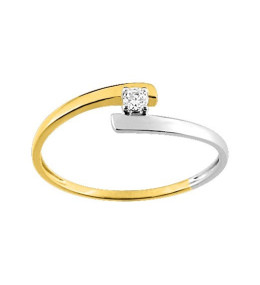 La Bague or bicolore 375/1000, oxyde de zirconium by Stauffer