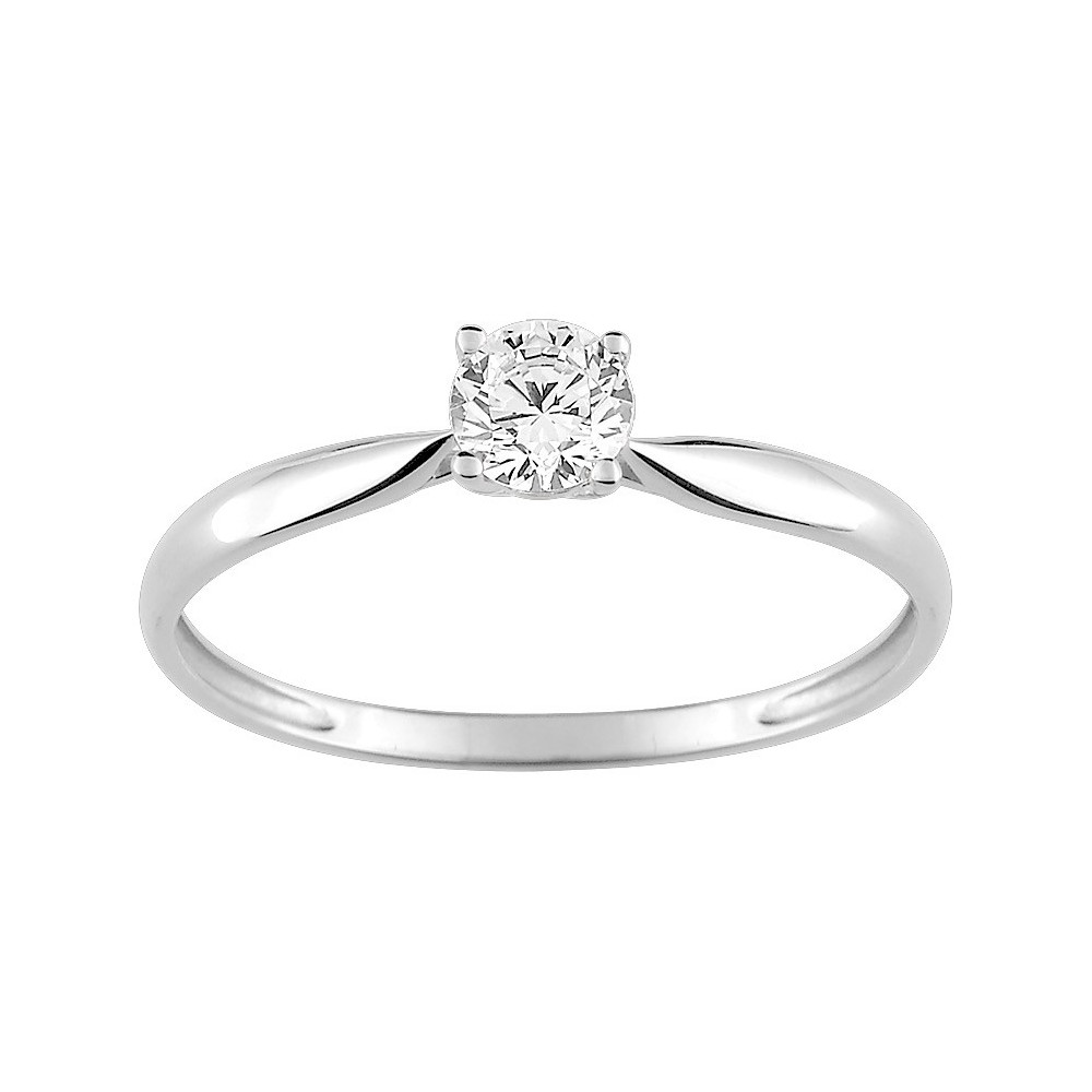 Bague or gris 375/1000, oxyde de zirconium, by Stauffer