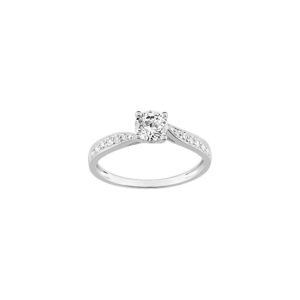 La Bague or gris 375/1000, oxydes de zirconium taille brillant by Stauffer