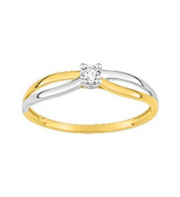 La Bague solitaire or bicolore 375/1000, diamant 0,022 carat by Stauffer