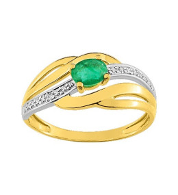 La Bague or bicolore 375/1000, émeraude taille ovale et diamants, by Stauffer