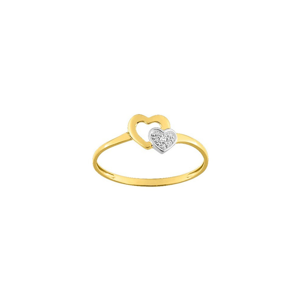 La Bague or bicolore 375/1000, diamant by Stauffer