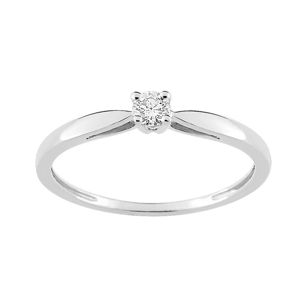 Bague or gris 375/1000, diamant 0,10 carat, taille brillant by Stauffer