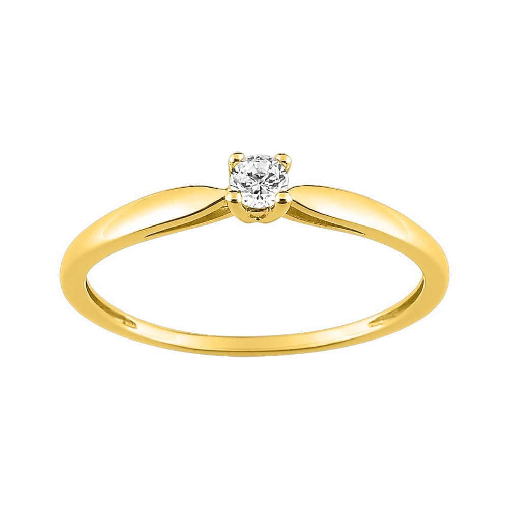 Bague or jaune 375/1000, diamant 0,10 carat, taille brillant by Stauffer