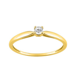 Bague or jaune 375/1000, diamant 0,10 carat, taille brillant by Stauffer
