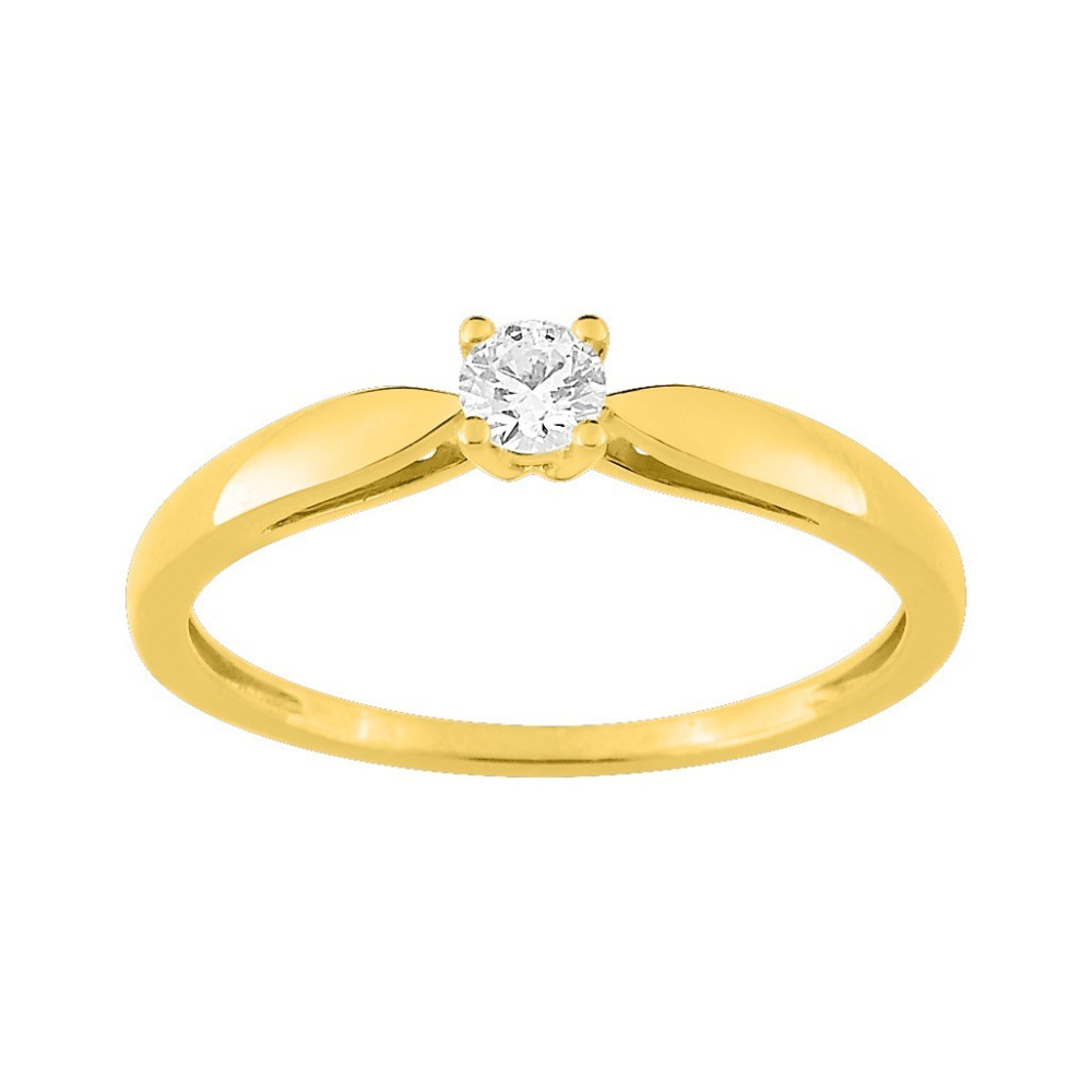 Bague or jaune 375/1000, diamant 0,13 carat, taille brillant by Stauffer
