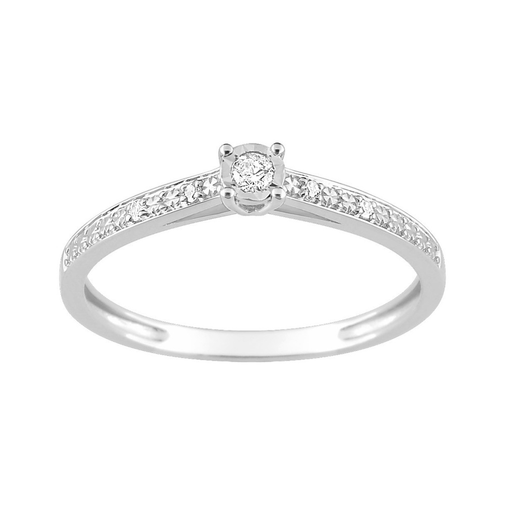 Bague or gris 375/1000, diamants 0,06 carat by Stauffer