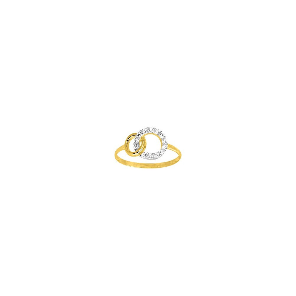 La Bague or jaune 375/1000, oxydes de zirconium taille brillant, by Stauffer