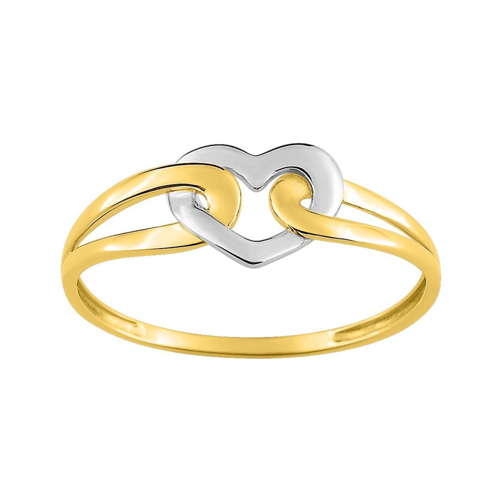 La Bague or bicolore 375/1000, forme coeur by Stauffer