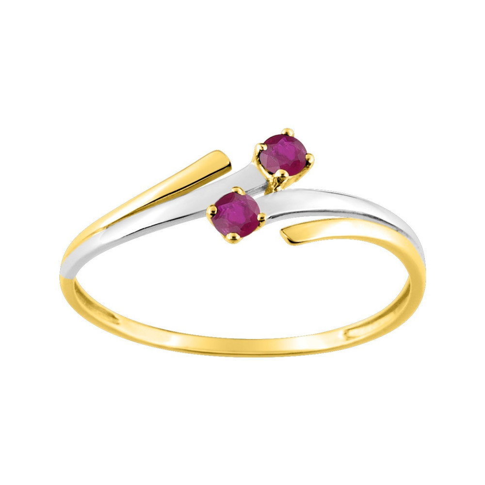 La Bague or bicolore 375/1000, rubis by Stauffer