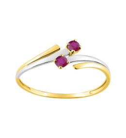 La Bague or bicolore 375/1000, rubis by Stauffer