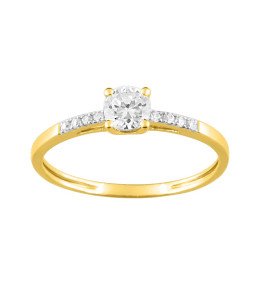 Bague or jaune 375/1000, oxydes de zirconium taille brillant by Stauffer