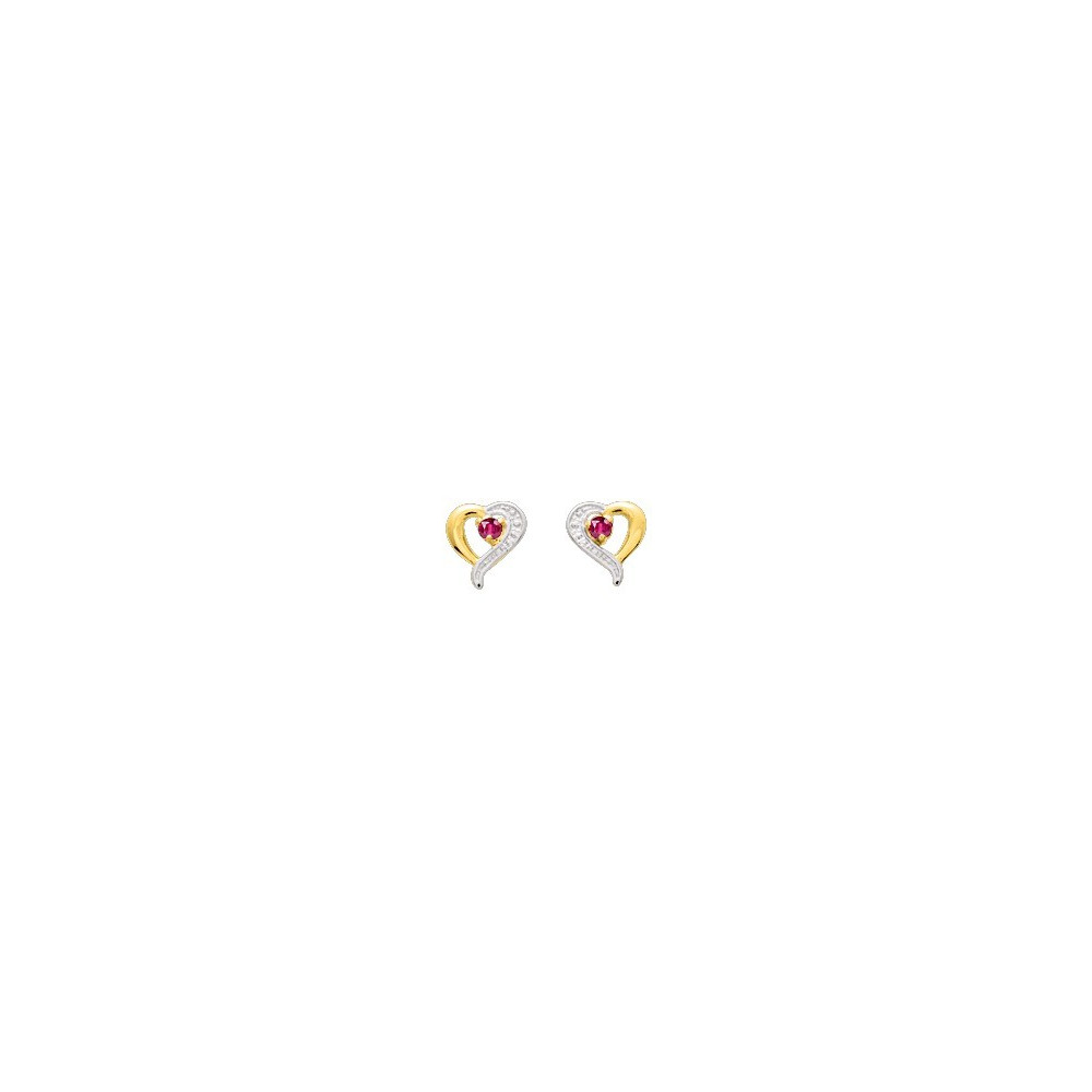 Les Boucles d'oreilles, or jaune et rhodium 375/1000, rubis by Stauffer
