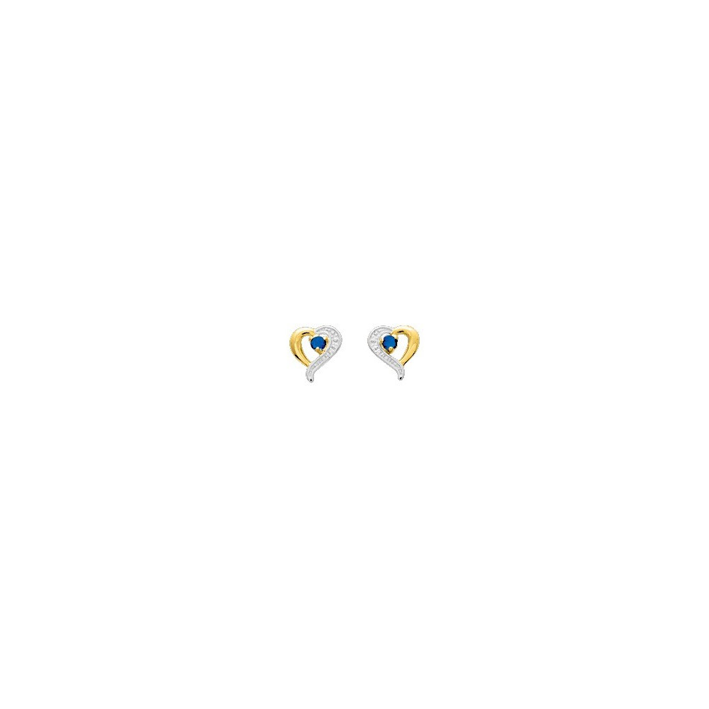 Les Boucles d'oreilles or jaune et rhodium 375/1000, saphirs bleus Stauffer