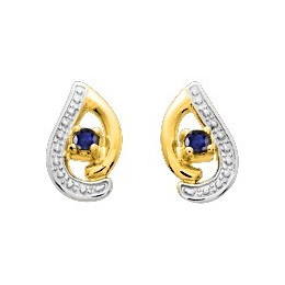 Les Boucles d'oreilles, or bicolore 375/1000, saphirs bleus taille brillant by Stauffer