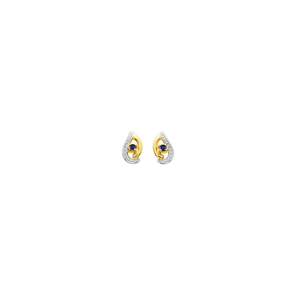 Les Boucles d'oreilles, or bicolore 375/1000, saphirs bleus taille brillant by Stauffer