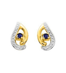 Les Boucles d'oreilles, or bicolore 375/1000, saphirs bleus taille brillant by Stauffer