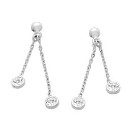 Les Boucles d'oreilles pendantes or gris 375/1000, oxydes de zirconium taille brillant by Stauffer