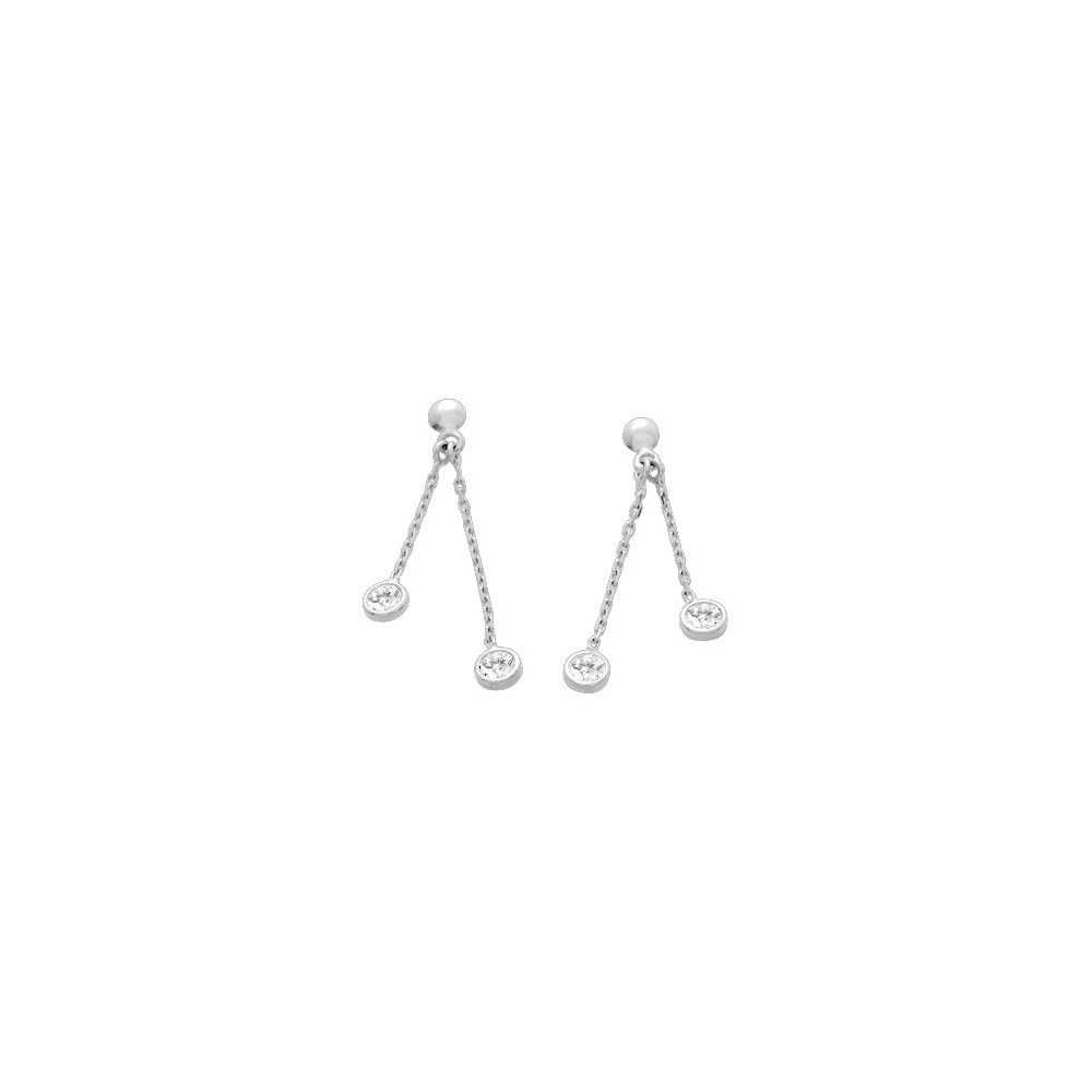 Les Boucles d'oreilles pendantes or gris 375/1000, oxydes de zirconium taille brillant by Stauffer