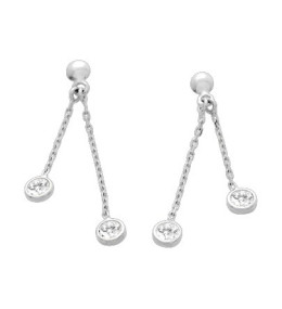 Les Boucles d'oreilles pendantes or gris 375/1000, oxydes de zirconium taille brillant by Stauffer