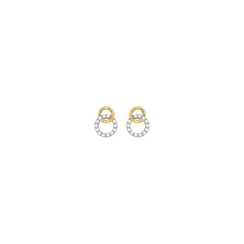 Les Boucles d'oreilles, or jaune et rhodium 375/1000, oxydes de zirconium by Stauffer