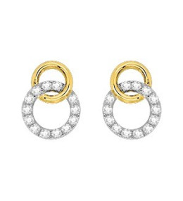 Les Boucles d'oreilles, or jaune et rhodium 375/1000, oxydes de zirconium by Stauffer