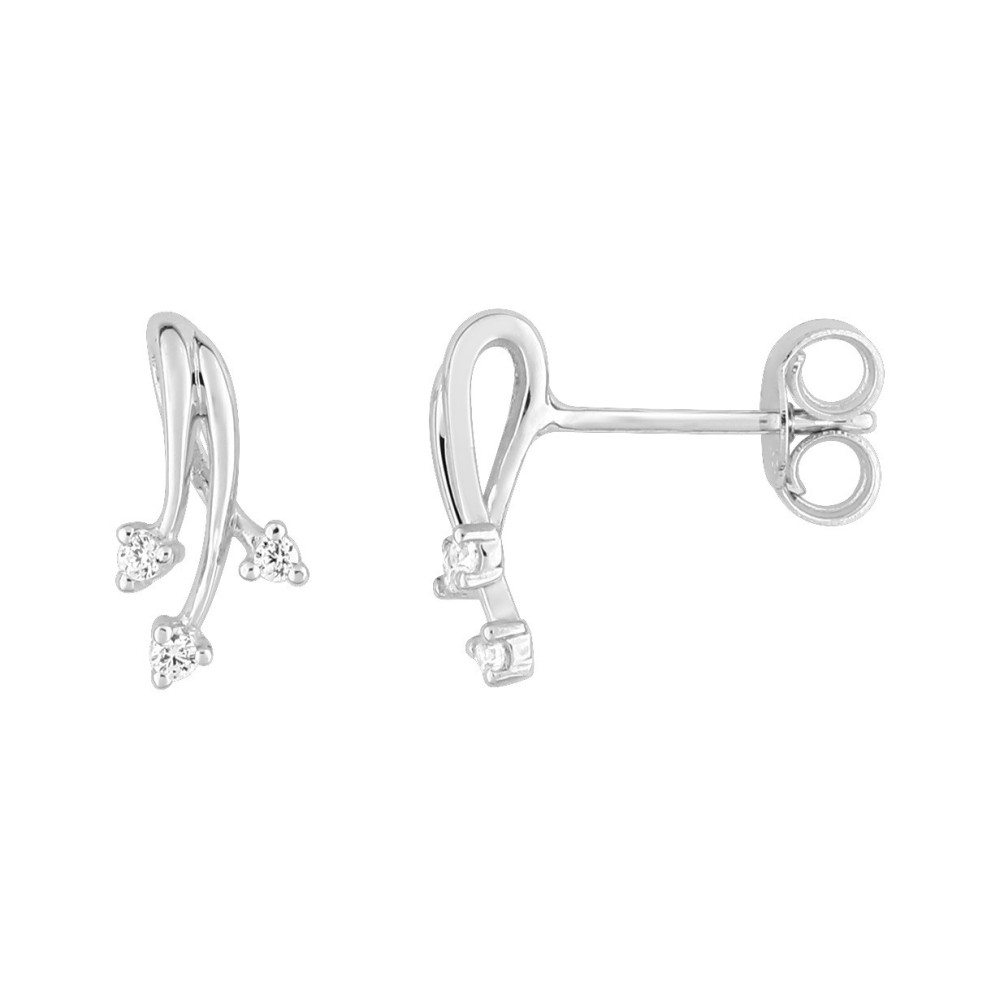 Les Boucles d'oreilles or gris 375/1000, oxydes de zirconium by Stauffer