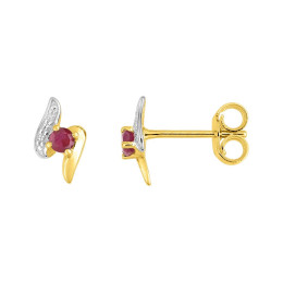 Les Boucles d'oreilles, or bicolore 375/1000, rubis taille brillant by Stauffer