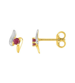 Les Boucles d'oreilles, or bicolore 375/1000, rubis taille brillant by Stauffer