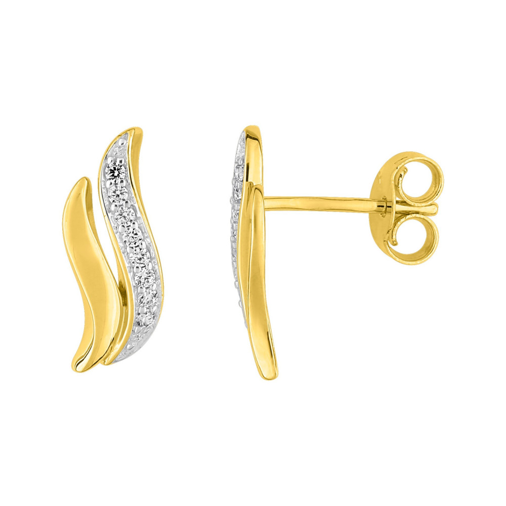Les Boucles d'oreilles, or bicolore 375/1000, oxydes de zirconium taille brillant by Stauffer