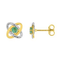 Les Boucles d'oreilles, or bicolore 375/1000, émeraudes taille brillant by Stauffer